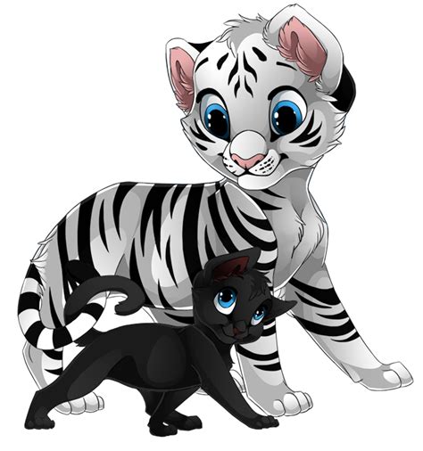 Il se fait régulièrement courser par rantanplan. tigre blanc et petit chat noir