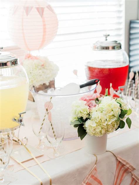Beverage Table From A Shabby Chic Hot Air Balloon Baby Shower On Kara S