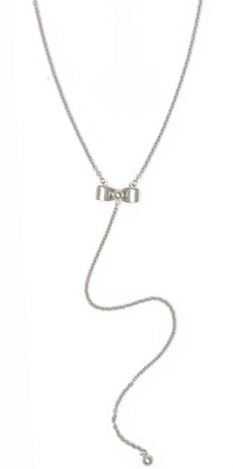 Bow Lariat In Silver Bow Pendants Silver Sweet Necklace