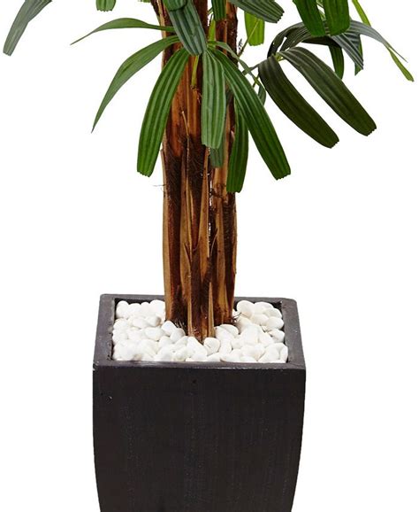 Nearly Natural 55 Raphis Palm Artificial Tree In Black Planter Macys