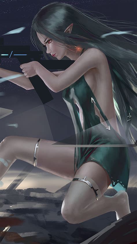 1080x1920 anime girl anime artist hd artwork gun for iphone 6 7 8 wallpaper