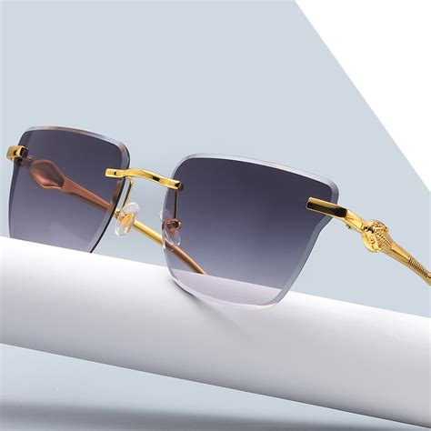 2022 hot sale fashion rimless gradient color sunglasses woman trendy shades man sunglasses