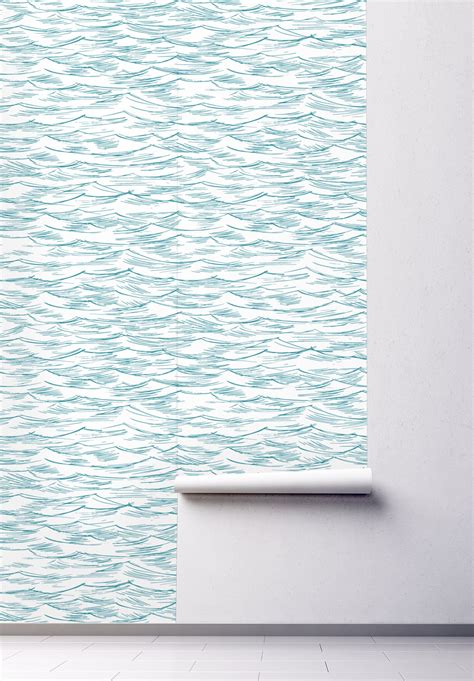 Blue Waves Removable Wallpaper Peel And Stick Wall Mural With Etsy