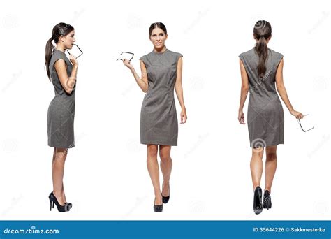 Businesswoman Front Back Side View Isolated Stock Image Cartoondealer