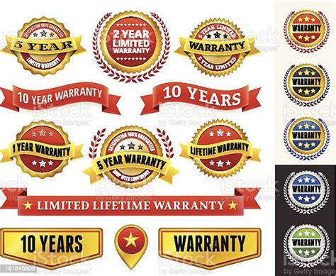 Warranty Badges Red And Gold Collection Stock Illustration Download