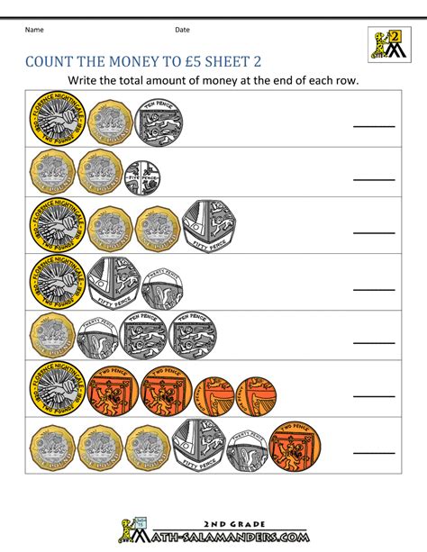 Counting Money Free Worksheets