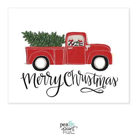 Red christmas truck svg cut file antique vector tree beer truck stock s & beer truck stock alamy. Merry Christmas Vintage Red Truck - Christmas / Holiday ...