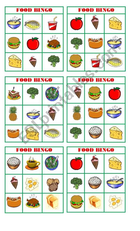 Bingo Food Esl Worksheet By Patricia Elvira