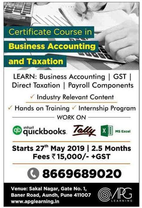 Apg Learning Certificate Course In Business Accounting And Taxation Ad