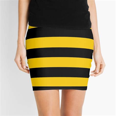 Bee Pattern Black And Yellow Stripes Mini Skirt For Sale By Siwabudda