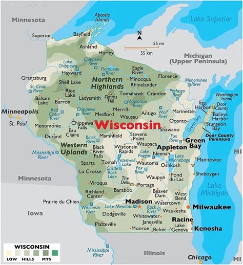 Map Of Wisconsin Wi Cities And Towns Printable City Maps