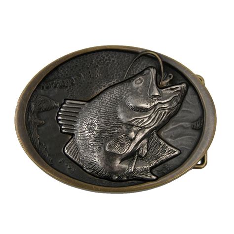 Fish Belt Buckle By Ctm Antiqued Brass And Nickel Features A Fish