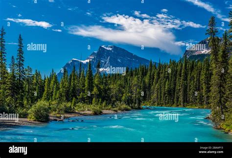 Scenic Landscape With Mistaya River And Mount Patterson Banff National