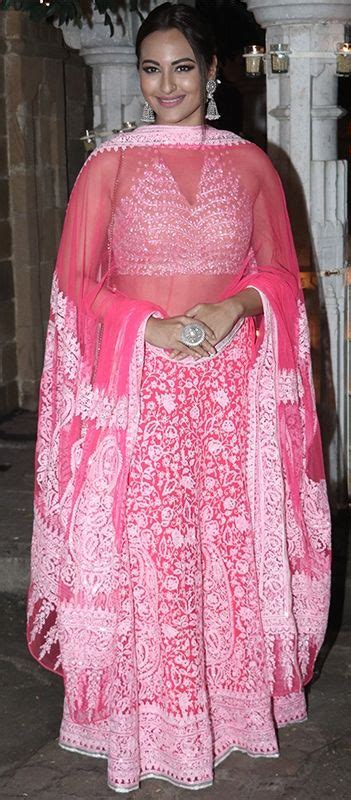 Sonakshi Sinha In A Pink Lehenga By Sandeep Khosla At Ekta Kapoors Diwali Party Diwali Party