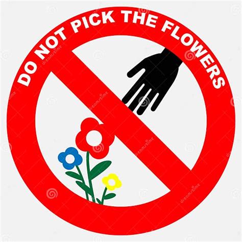 Do Not Pick The Flowers Sign Stock Vector Illustration Of Please