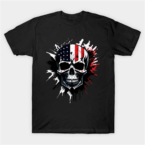 Skull And American Flag Skull Design T Shirt Teepublic