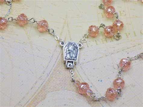 Czech Rosaline Rosebud Rosary Rosaline Luster Rosebud Glass Mm Beads Water From Lourdes