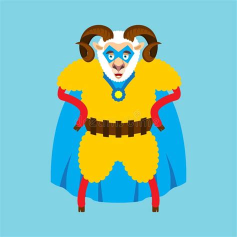 Sheep Superhero Super Ewe In Mask And Raincoat Stock Vector