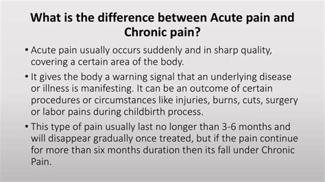Ppt Acute Pain Vs Chronic Pain Difference And Treatment Course