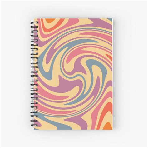 70s Retro Swirl Color Abstract 3 Art Print Spiral Notebook By