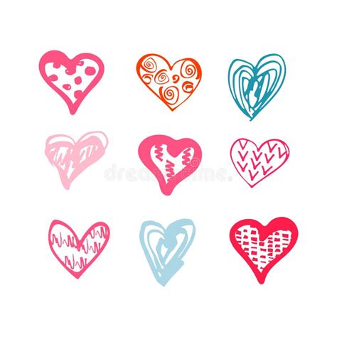 Hand Drawn Sketch Style Hearts Shape Set Stock Vector Illustration Of