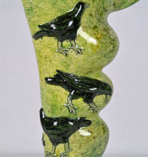 Unique Natures Organic Design Large Ceramic Vase With Birds By Anna