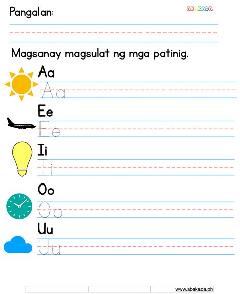 Patinig Worksheetfree Filipino Worksheets For Pre K And Grade 1