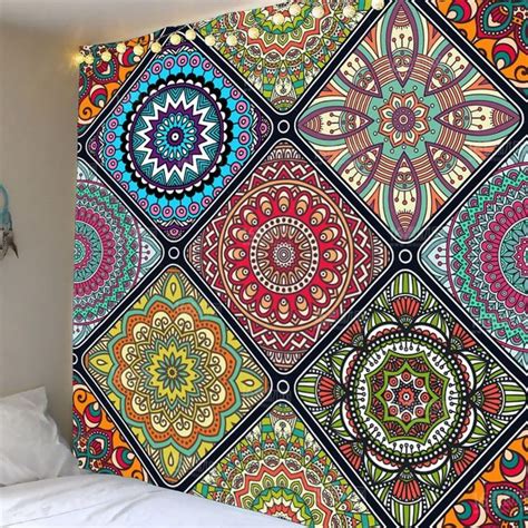 Waterproof Bohemian Graphic Pattern Wall Hanging Tapestry Colorful