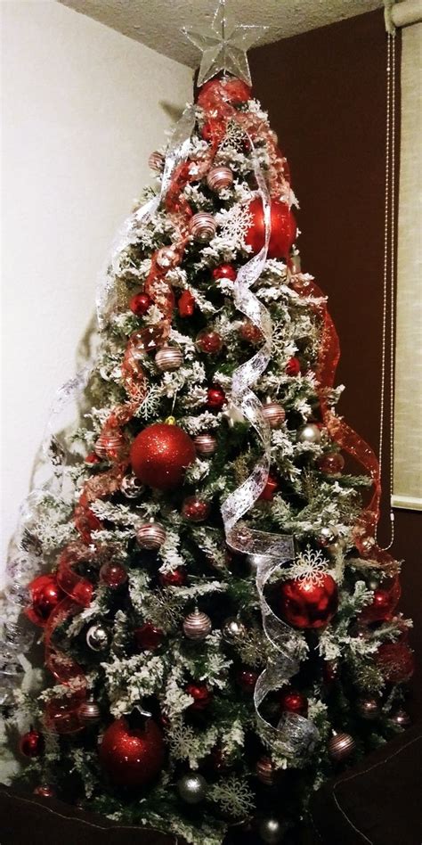 Arbol Navidad Rojo Y Plata Holiday Decor Holiday Xmas