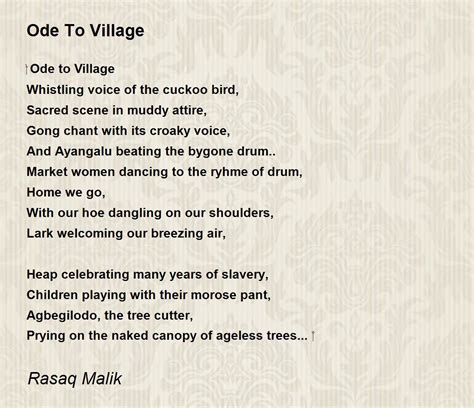 Ode To Village Ode To Village Poem By Rasaq Malik