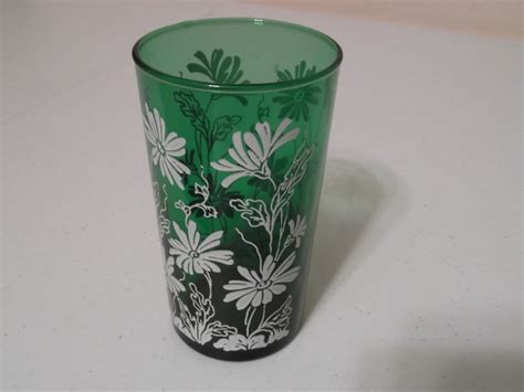 Mason jars are a timeless choice and add a rustic vibe to your experience; Vintage Drinking Glass Vintage Emerald Green Daisy Classy ...