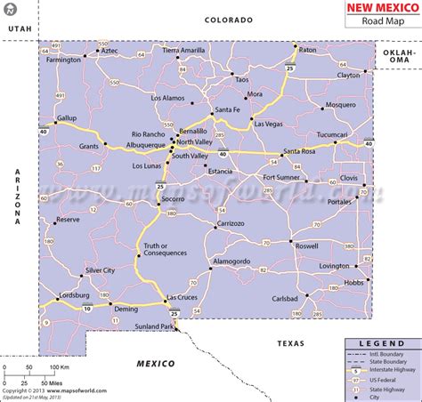 New Mexico Road Map Map Of New Mexico Roads Map New Mexico Travel