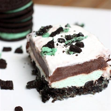 What is cool about this. An easy no-bake dessert with layers of mint Oreos, cream ...