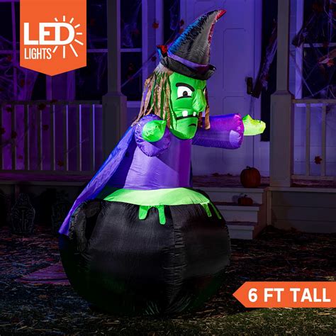 Joiedomi 6 Ft Tall Halloween Inflatable Witch In Cauldron Inflatable
