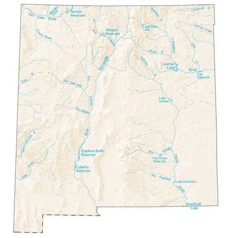 New Mexico Lakes And Rivers Map Gis Geography