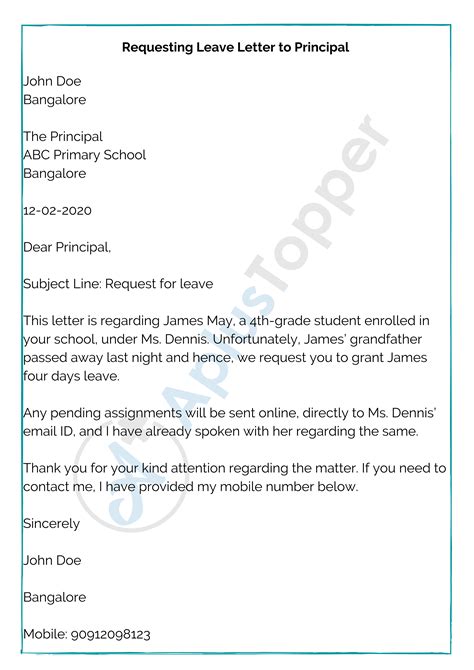 Format For Writing A Formal Letter To Principal Formal Letter Format