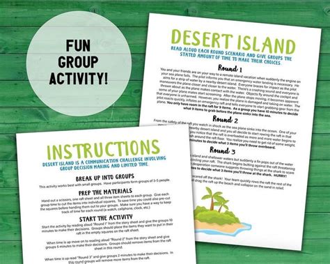 Desert Island Survival Group Communication Activity Etsy