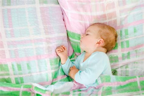Adorable Little Baby Girl Sleeping In Bed Calm Peaceful Child Dreaming