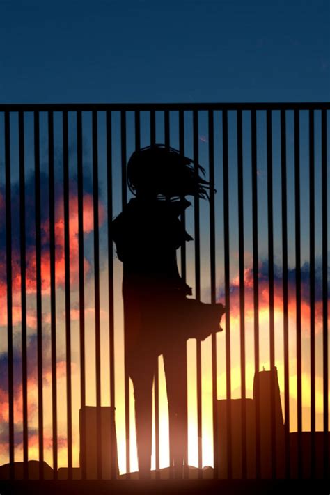 640x960 Anime Girl Watching Sunset Fence 4k Iphone 4 Iphone 4s Hd 4k