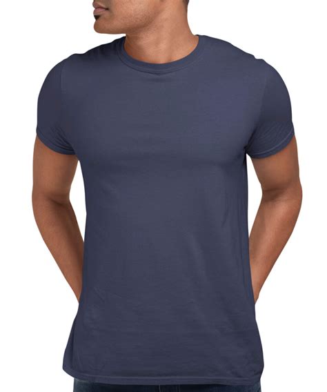 Medle Solid Navy Blue Mens T Shirt Regular Fit Elegant Cotton Tee