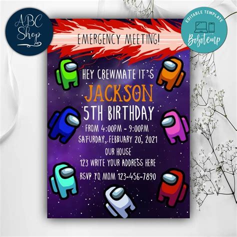 Among Us Party Invitation Customizable Template To Print At Home Bobotemp