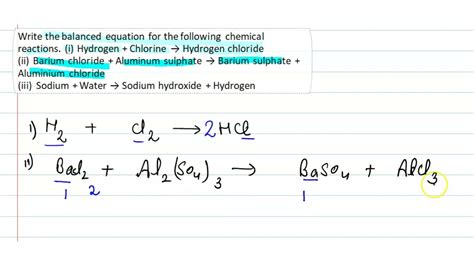 Write The Balanced Equation For The I Hydrogen Chlorine Hydrogen