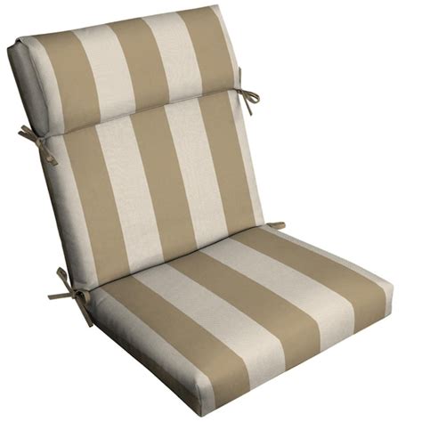 Allen Roth Herringbone Cabana Stripe Wheat High Back Patio Chair
