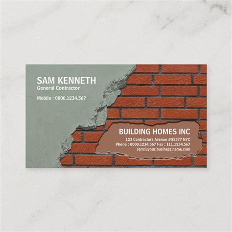 Old Cementing New Red Brick Wall Construction Business Card Zazzle