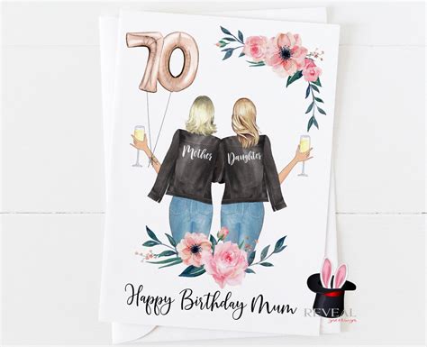 Mum 70th Birthday Card Mother And Daughter Birthday Card Etsy Uk
