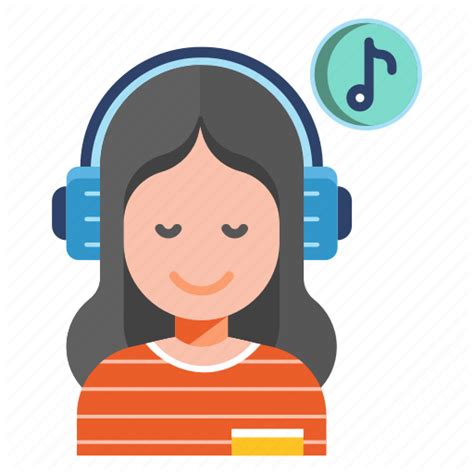 Smiling Girl Listening Music Clipart Png Png Mart