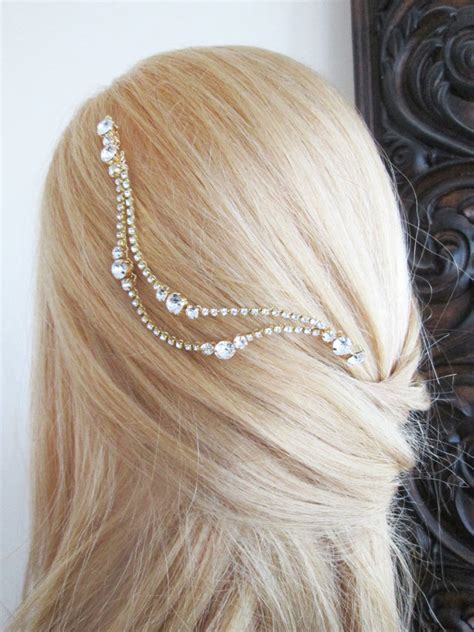 Swarovski Crystal Hair Vine In Gold Silver Rose Gold Bridal Etsy