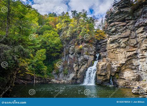 Linville Falls Along The Blue Ridge Parkway In North Carolina Stock