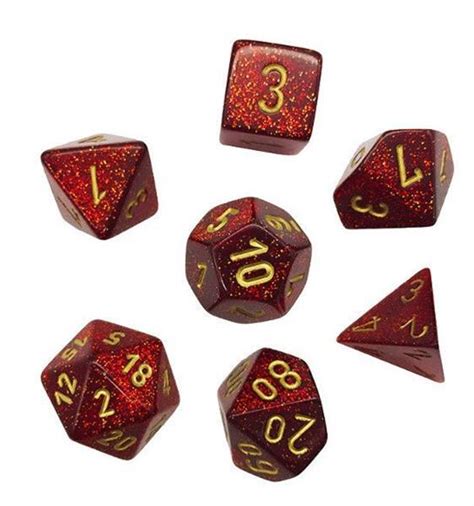 Chessex Polyhedral Glitter Dice Set Rubygold At Mighty Ape Nz