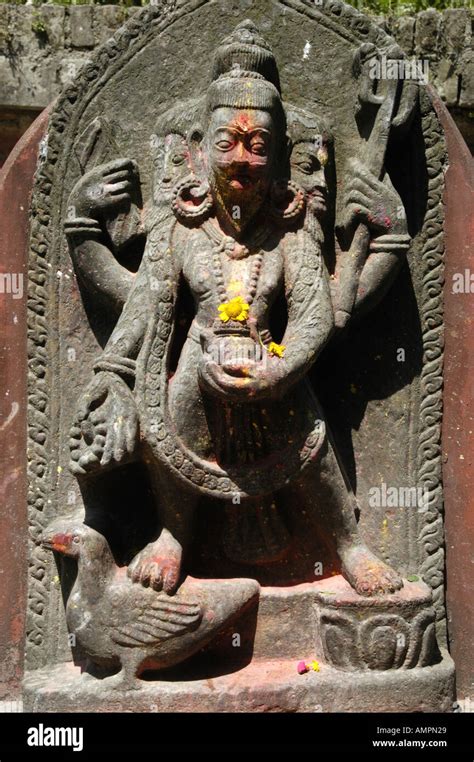 Sculpture De Brahma Gokarna Mahadev Temple Katmandou Népal Photo Stock